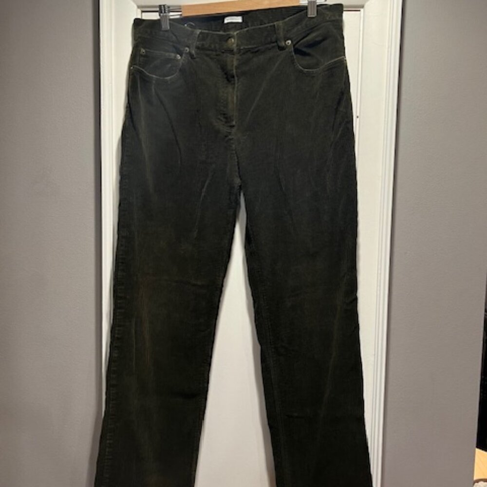 Jones New York Sport Everyday Jean Wide Leg Olive Corduroy Pants Women's, Sz 14